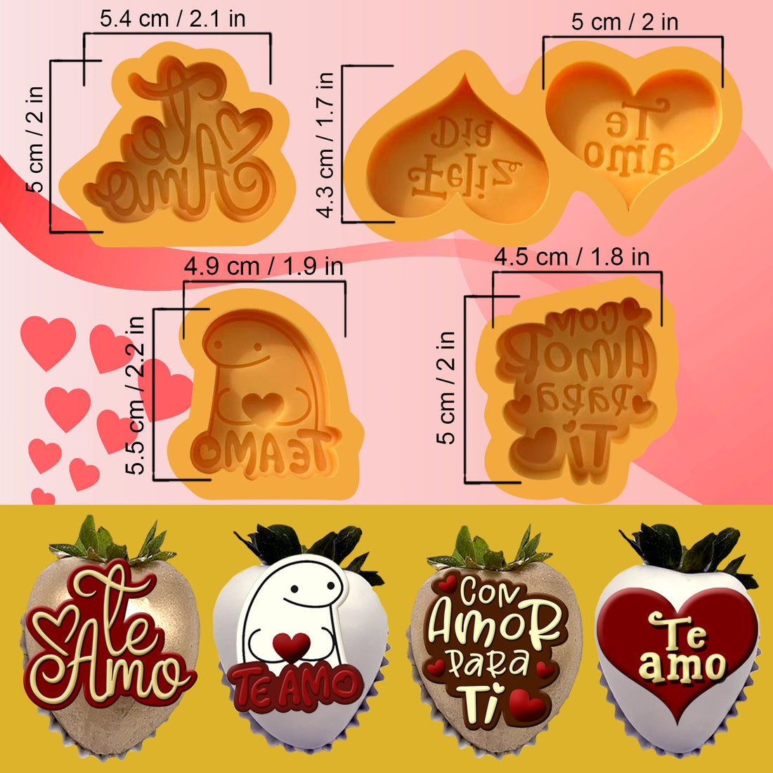 4 piezas Te Amo Chocolate mold SET - SET8