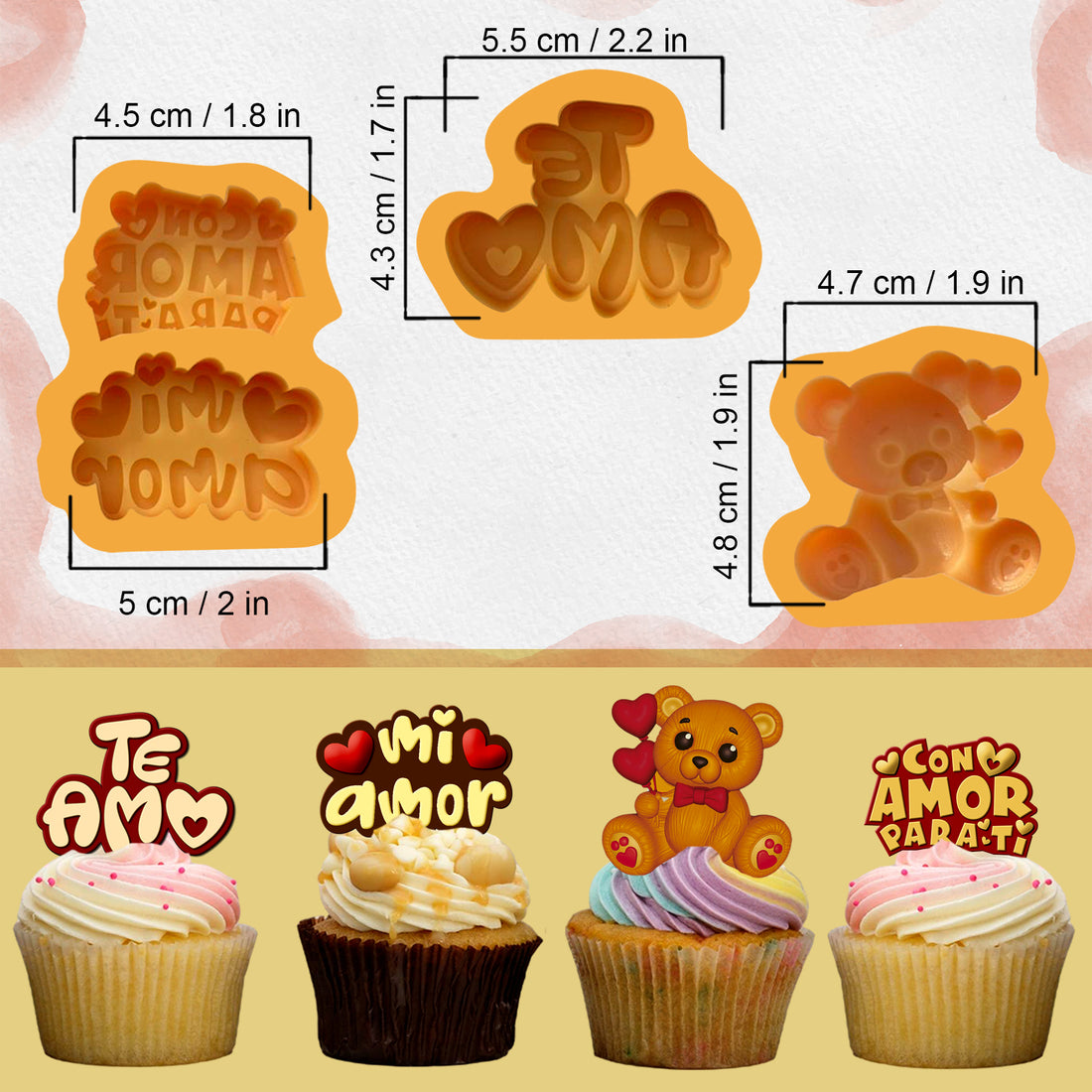 3 piezas set fondant and chocolate molds---AM1