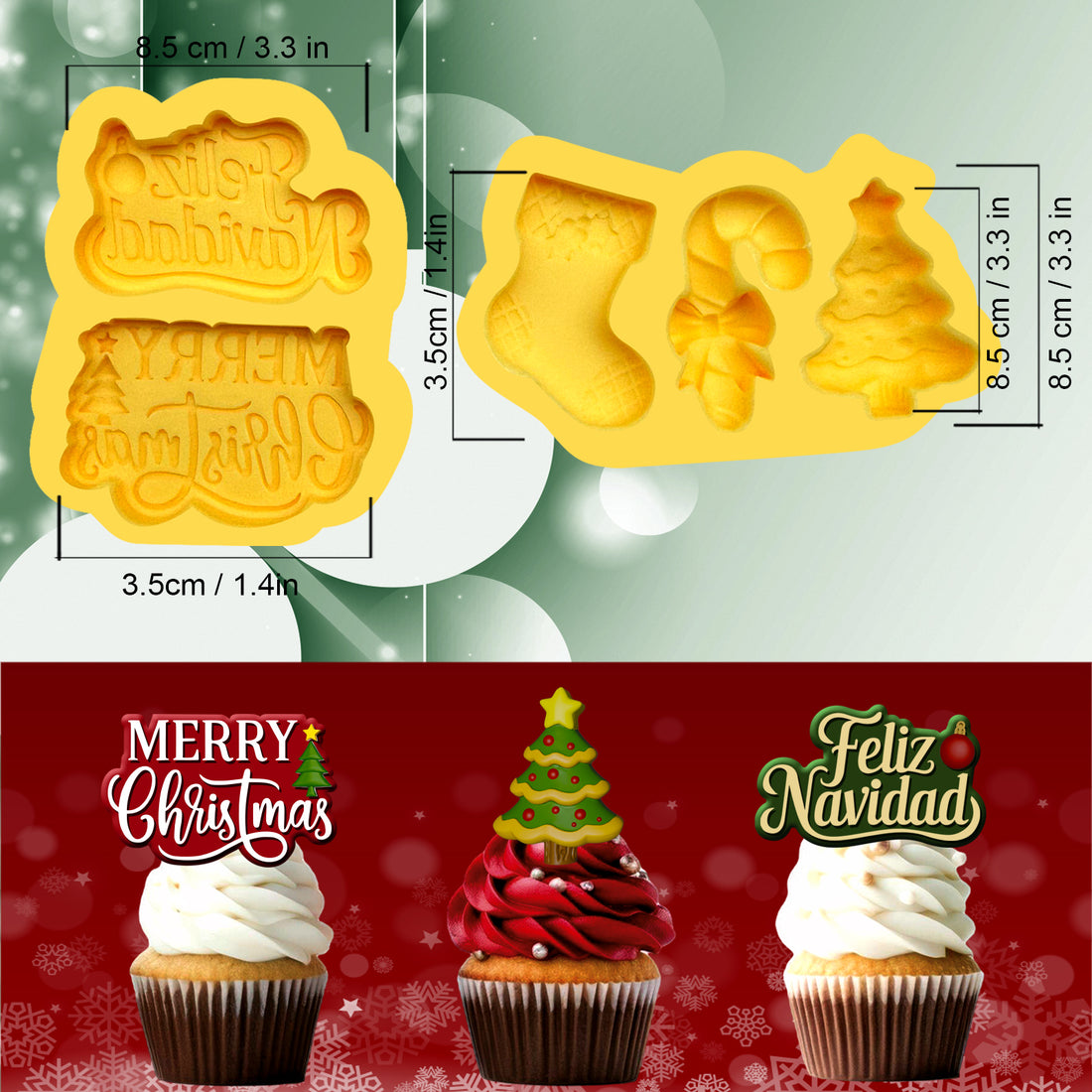 silicone mold christmas 3 pieces set