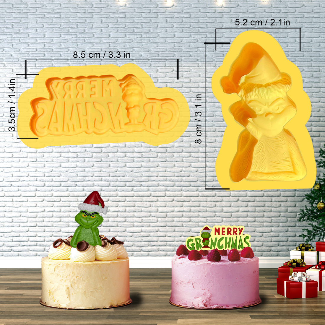 2 pcs  CAKE Grinc molde