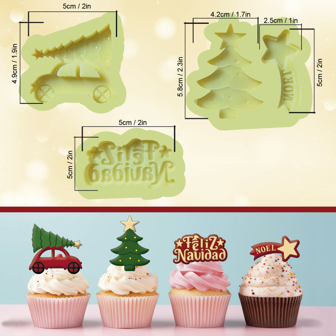 silicone mold christmas 3 pieces set