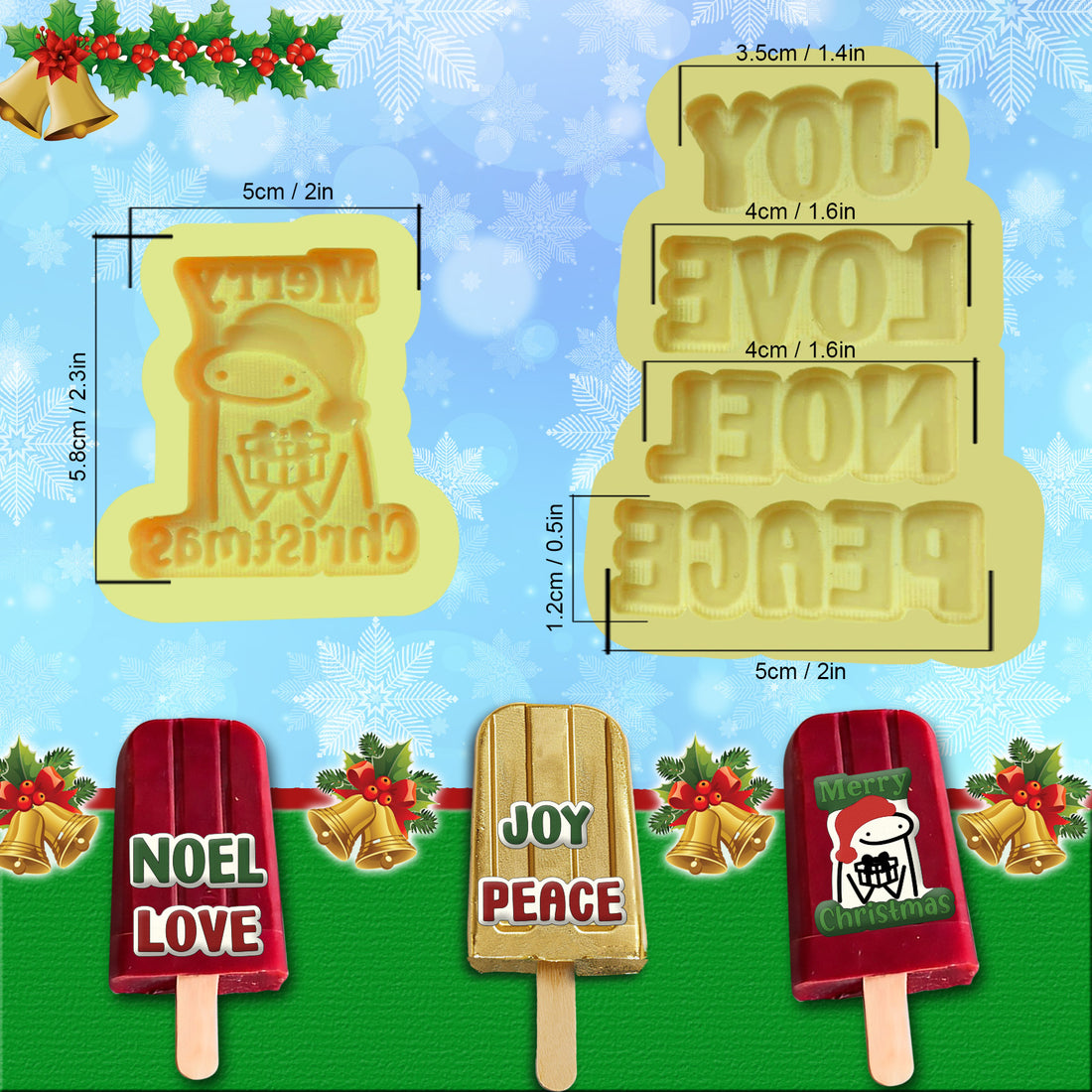 2 piezas Chocolate  Mold SET flork merry christmas--CT8