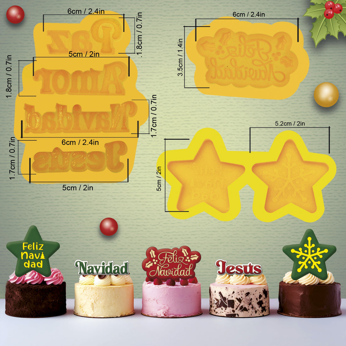 silicone mold christmas 3 pieces set
