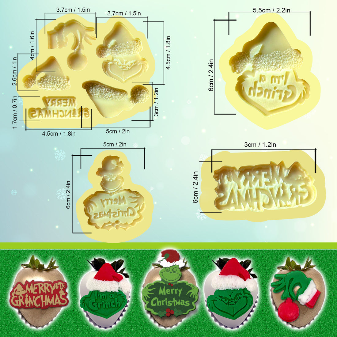 4 piezas molde de silicon Navidad SET --CT7