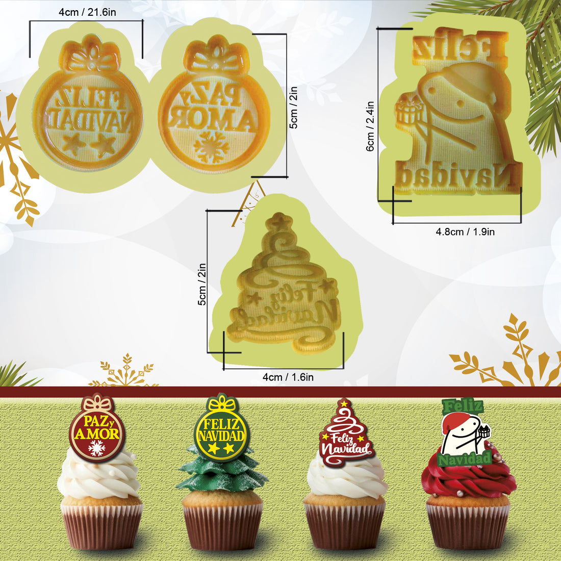 3 piezas set de moldes Chocolate flork feliz navidad-CT9