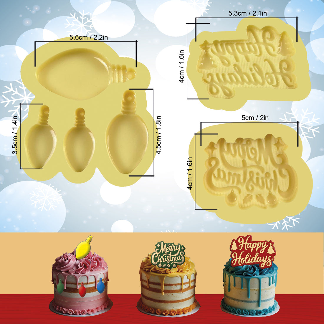 silicone mold christmas 3 pieces set