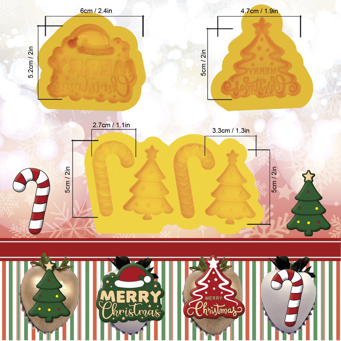 silicone mold christmas 3 pieces set